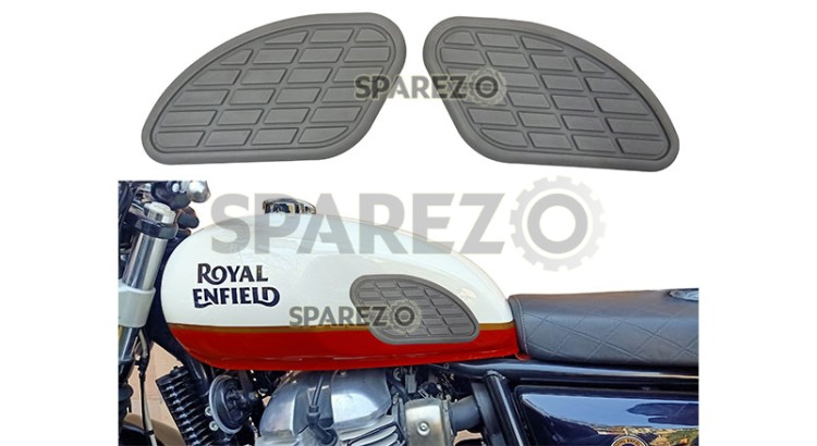 Royal Enfield GT and Interceptor 650cc Fuel Gas Tank Rubber Knee Pad Pair Grey - SPAREZO